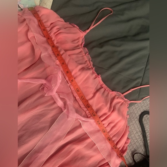 Silk Y2K bow top pink M Barbie glam slip designer spring coquette classic  boho - Picture 3 of 3